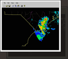This shows a very long animation of some incoming storm activity approaching.
Also shown is the zooming and recentering abilities. Note that thru WXML definition, higher zoom values show more details, like roads and rivers.