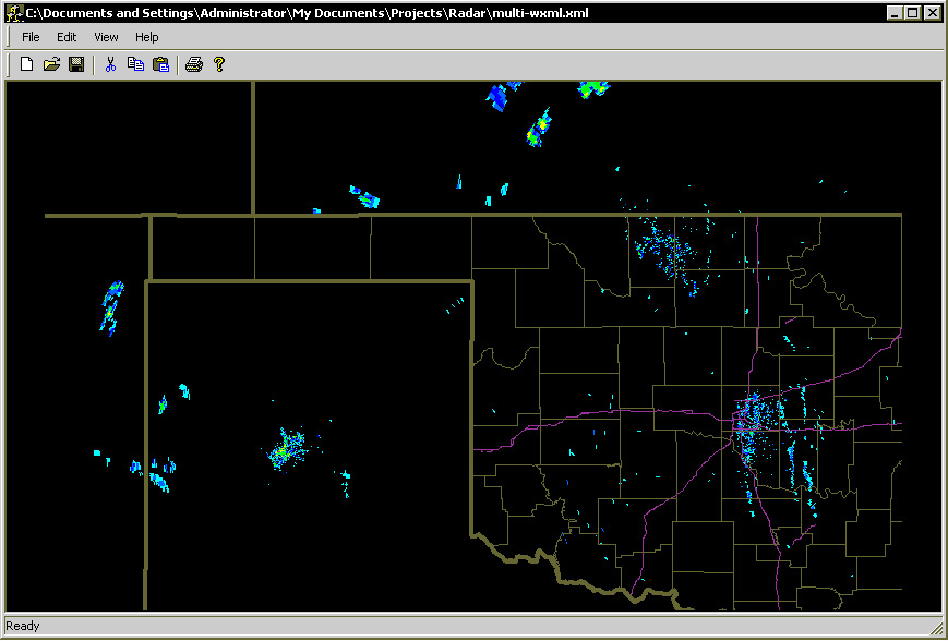 This capture shows multiple radar sites.