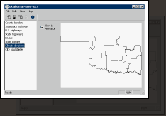 Display of "Oklahoma Maps" OCS resource file.
Each map resource is listed on the left, the selected one previewed on the right.