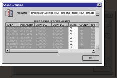 The Shape file has already been choosen.
The column selected determines shapes will be grouping.
iAll shapes with the same column value are combined into single shapes.