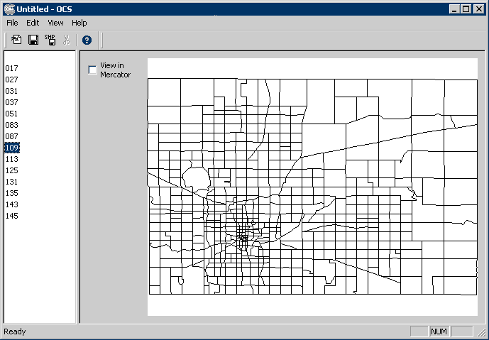 The "Traffic_Zones.SHP" file has been imported into the resource, grouped by the "COUNTY" field in the accompanying DBF data description file ("Traffic_Zones.SHP.DBF").